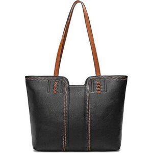 Montana West Tote Bag Vegan Leather  Black & Brown Top Handle Satchel Purse